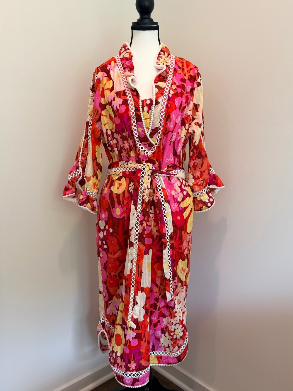 Lesley Evers Brianna Garden Party Pink Dress | XL | 100% Cotton | Pockets